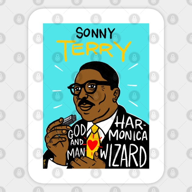 Sonny Terry Blues Folk Art Sticker by krusefolkart